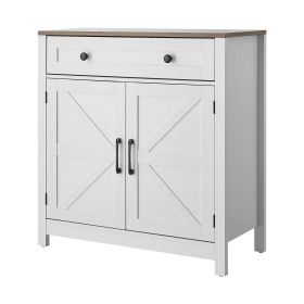 Coffee Bar Cabinet, Farmhouse Coffee Bar Table with Drawer, Buffet Stand Cabinet with 2 Barn Door, Sideboard Buffet Station for Living Room, Entr