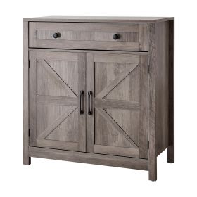 Coffee Bar Cabinet, Farmhouse Coffee Bar Table with Drawer, Buffet Stand Cabinet with 2 Barn Doors, Sideboard Buffet Station for Living Room, Ent
