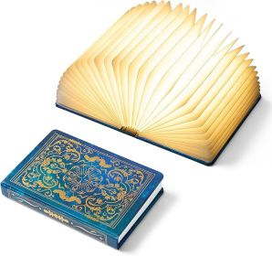 Book Lovers Gifts BookLamp - 5 Color Lights, 1200mAh Battery, Foldable Paper Lamp as Book Decor & Accessories, Hot Foil Cover Design
