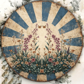 CIFbuy 1pc 8x8in Vintage Butterfly & Flower Round Sign, "" & Flower Round Sign, Round Sign, Aesthetic Pastoral Style 2D Flat PlaqueTikTok