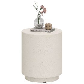 Lightweight Accent Table with Concrete Finish Round Side Table, Light Yellow