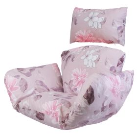 1Pc Egg Chair Cushion Hanging Basket Seat Cushion Thicken Soft Egg Swing Chair Pad Hanging Egg Chair Cushion With Headrest (Option: LGreyPinkFlower)