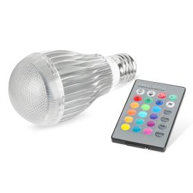 1Pc 9W LED Light Bulb E27 RGB Lamp Bulb 16 Colors Changable 24-key IR Remote Control For Decor Mood Lighting (Option: 1Pc White)