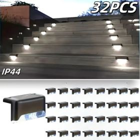 Led Solar Deck Lights 32 Pack Waterproof And Wide Use For Outdoor Stairs Step Fence Railing Yard And Patio Auto On/Off Easy Installation(Warm Whi (Option: Whitelight32PCS)