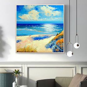 Handmade Oil Painting Canvas Wall Art Decor Original The Blue Ocean Abstract Scenery Painting for Home Decor  Living Room hallway bedroom luxurio (size: 150x150cm)