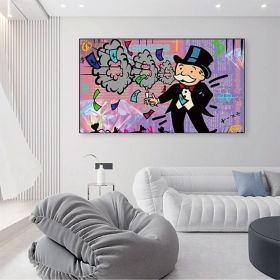 Hand Painted Oil Painting Street Art Abstract Alec Monopoly Painting Modern Living Room Hallway Bedroom Luxurious Decorative Painting (Style: 01, size: 50x70cm)