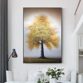 Hand Painted Oil Painting Original Tree Painting on Canvas Large Abstract Gold Big Tower Tree Landscape Acrylic Oil Painting Modern Living Room W (Style: 01, size: 90x120cm)