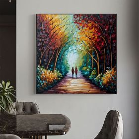Hand Painted Oil Painting Abstract Original Romantic Cityscape Oil Painting On Canvas Large Wall Art Colorful Tree Painting Custom Painting Livin (Style: 01, size: 80x80cm)