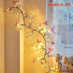 Enchanted Lights with Remote, 18 Branches 144 LEDs Lighted Willow Swag for Wall Decor, Indoor Artificial Plug in Fairy Lights for Bedroom, Living (size: 6.2FT)